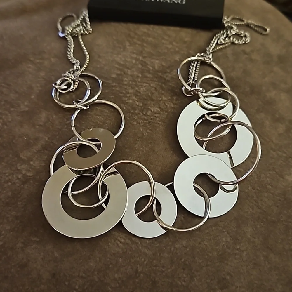 SIMPLY VERA Silvertone Circle Cluster Chain Necklace